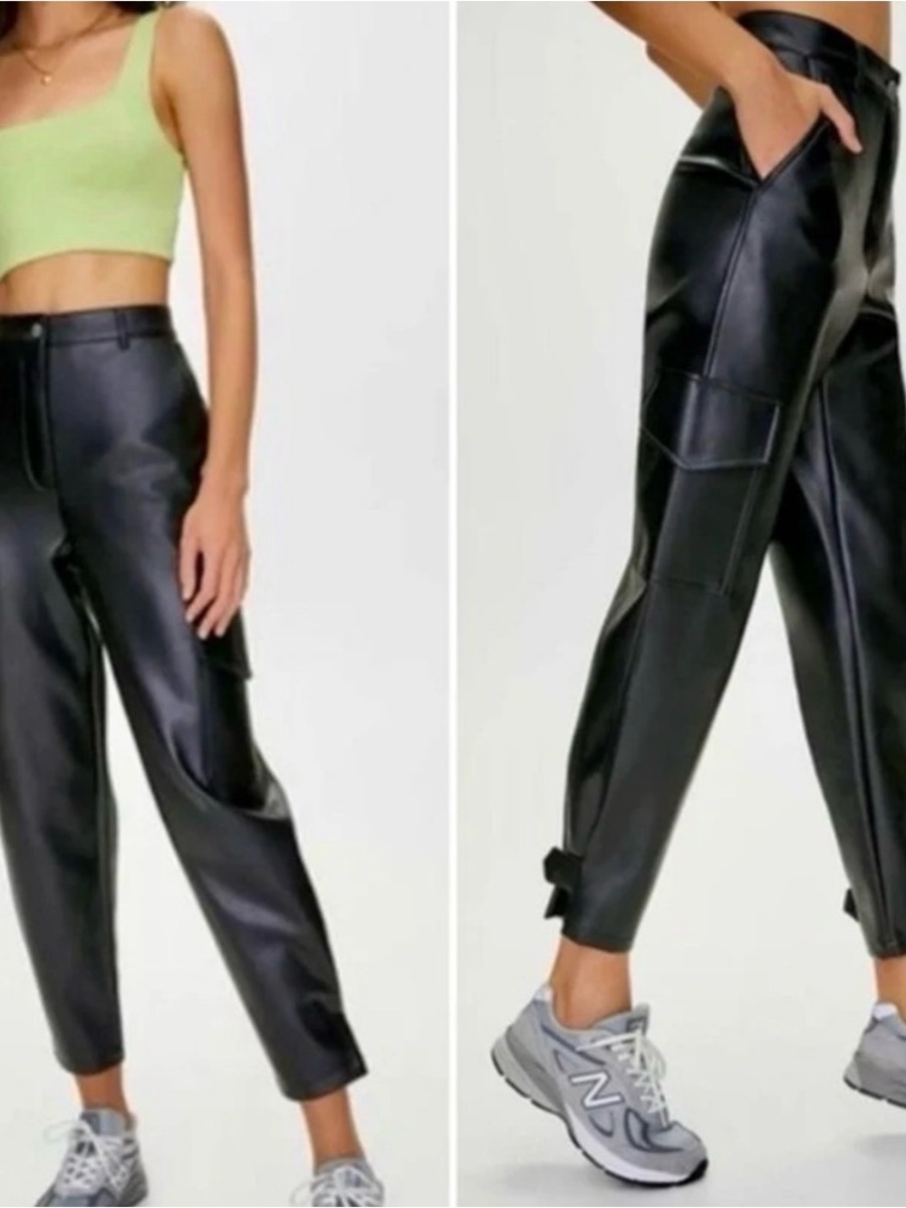 Wilfred Black Leather Straight-Leg Pants